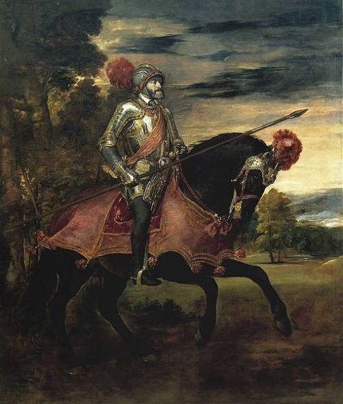 El emperador Carlos Va caballo de camino a Mulbergh -Tiziano